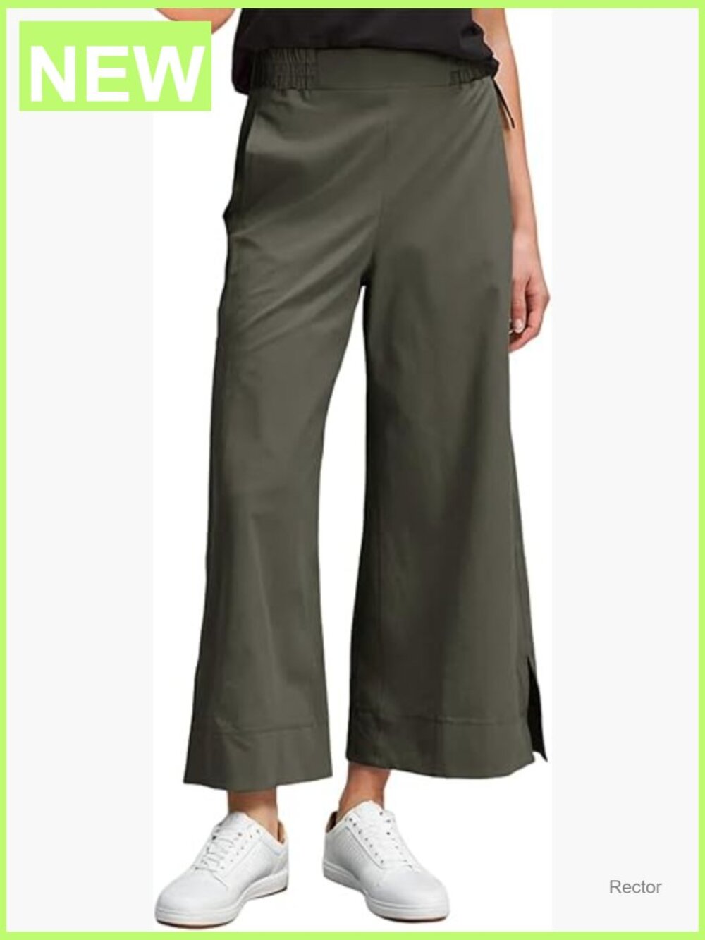 High Waist Wide Leg Cropped Pants with Pockets Quick Dry